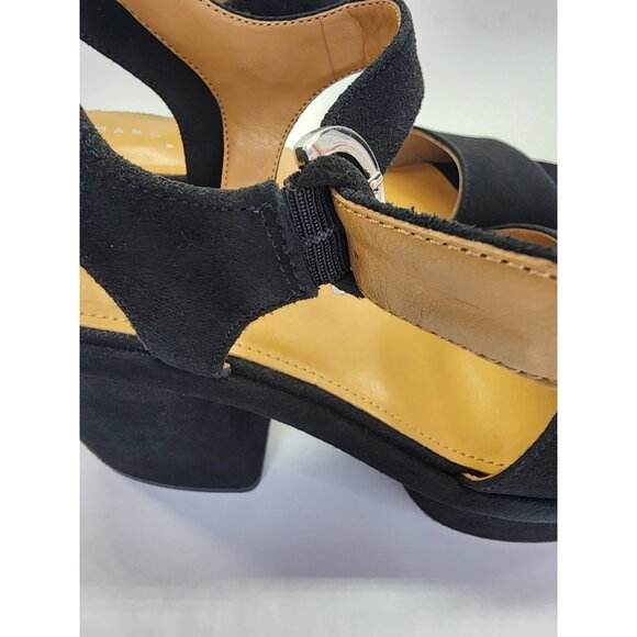 Marc Fisher Normi Block Heel Platform Sandal Size 10M Black Suede Dress Heels - Picture 10 of 16